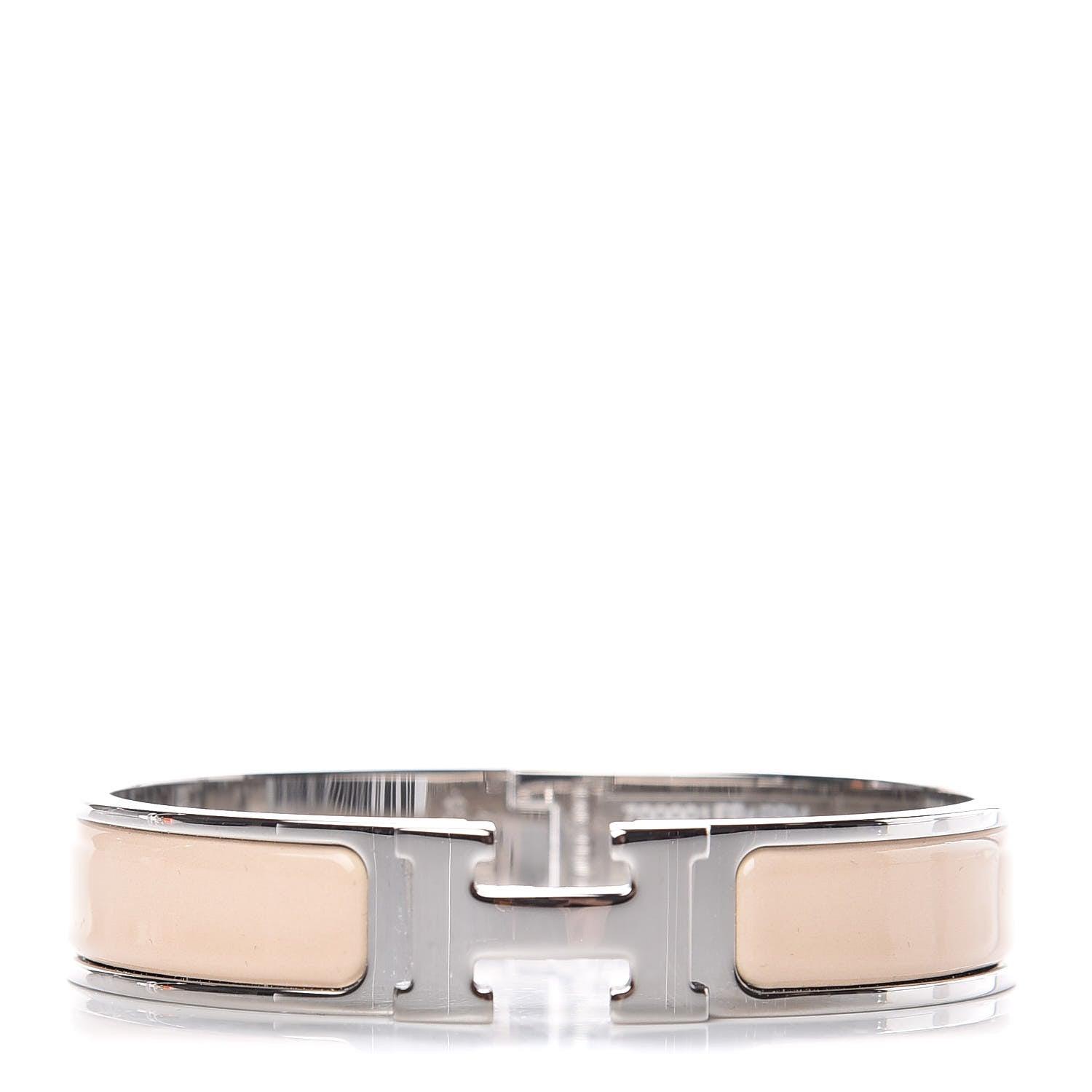 Hermes Narrow Enamel Clic Clac H Bracelet PM Beige Nacre 1 of 6