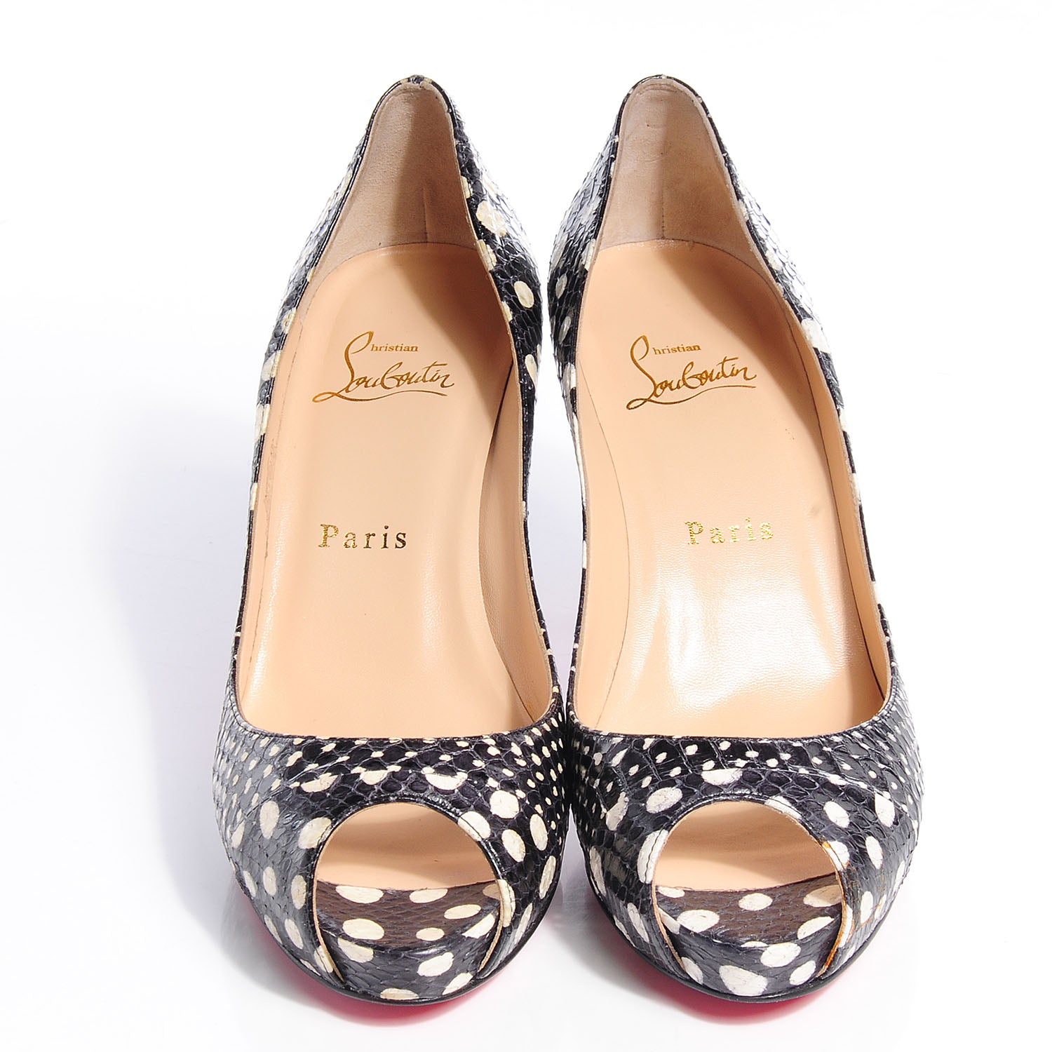 Christian Louboutin Watersnake Patchwork No Matter 85 Pumps 37 Black White 2 of 7