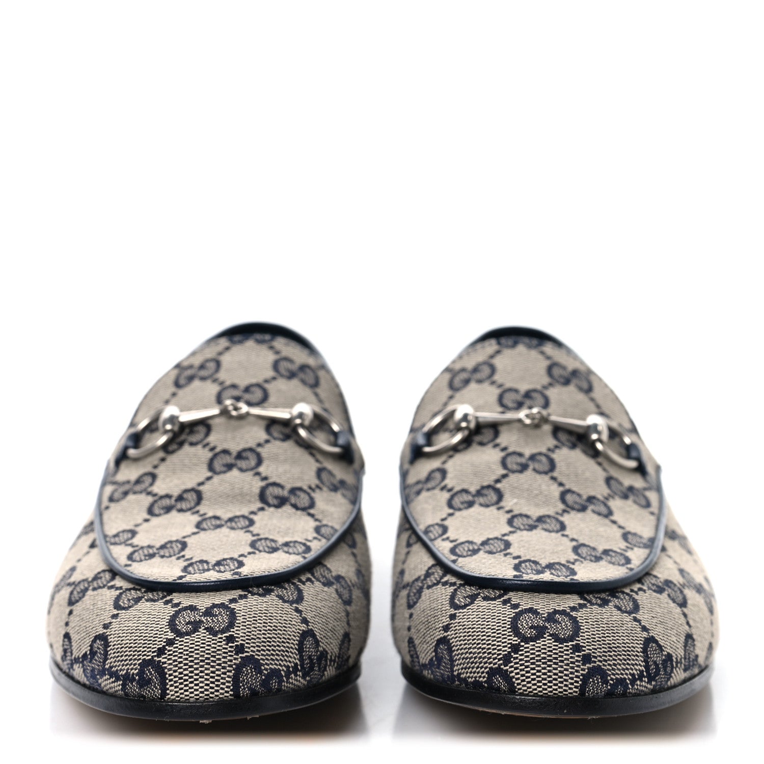 Gucci Monogram Malaga Kid Horsebit Womens Jordaan Loafers 40.5 Beige Blue 3 of 10