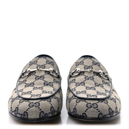 Gucci Monogram Malaga Kid Horsebit Womens Jordaan Loafers 40.5 Beige Blue 3 of 10