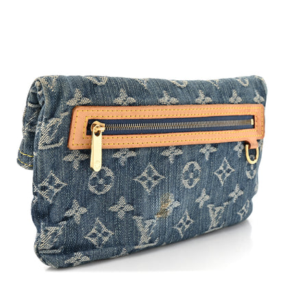 Louis Vuitton Monogram Denim Pochette Plat Clutch Blue 3 of 8