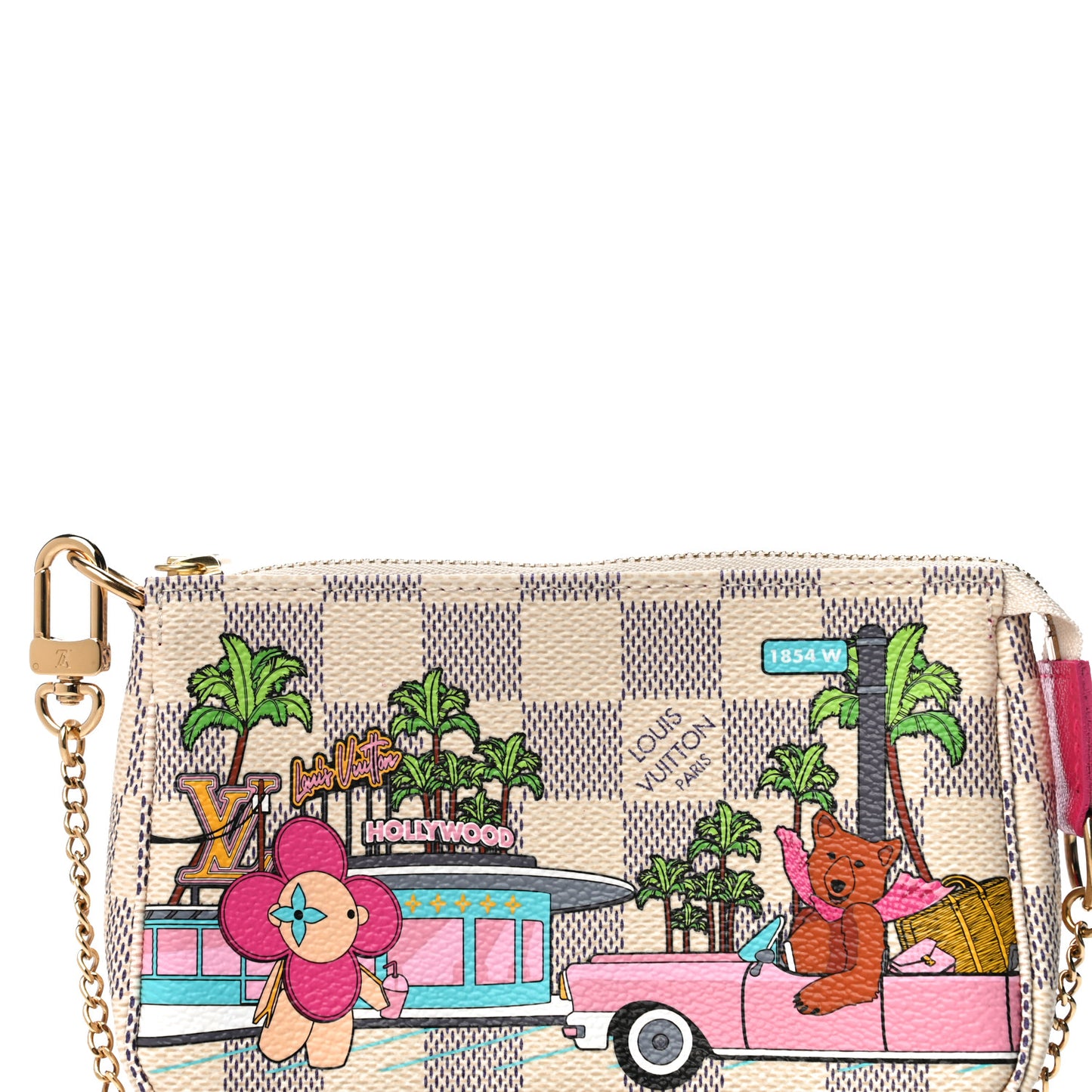 Damier Azur 2021 Christmas Animation Hollywood Mini Pochette Accessories Fuchsia