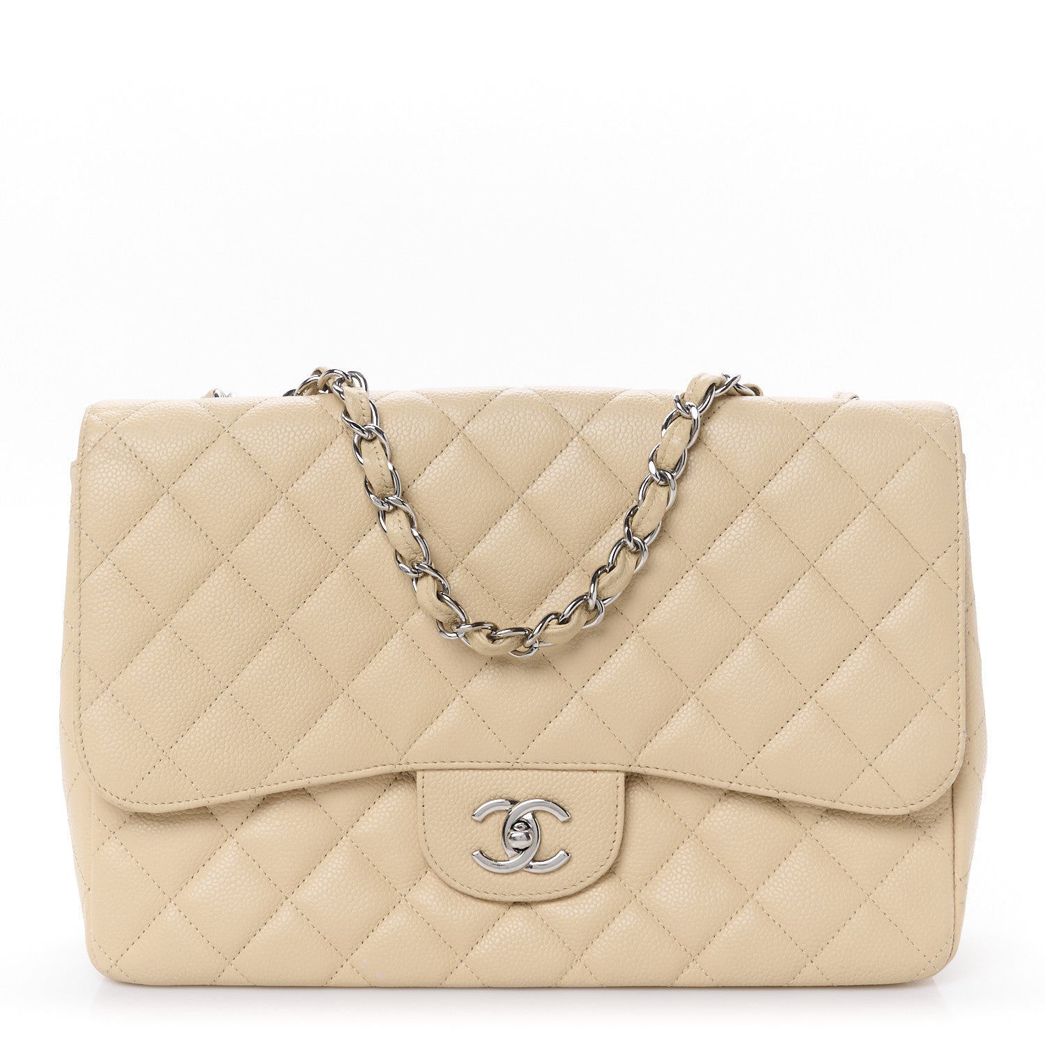Chanel Caviar Quilted Jumbo Single Flap Beige Clair 1 of 12