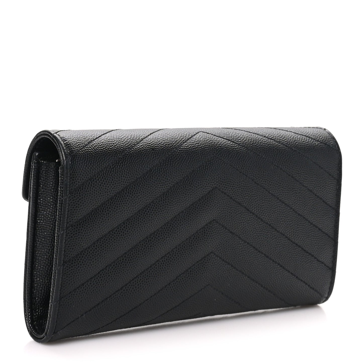 Grain De Poudre Matelasse Chevron Monogram Flap Wallet Black