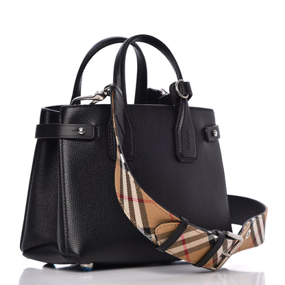 Burberry Grainy Calfskin House Check Baby Banner Tote Black 4 of 8