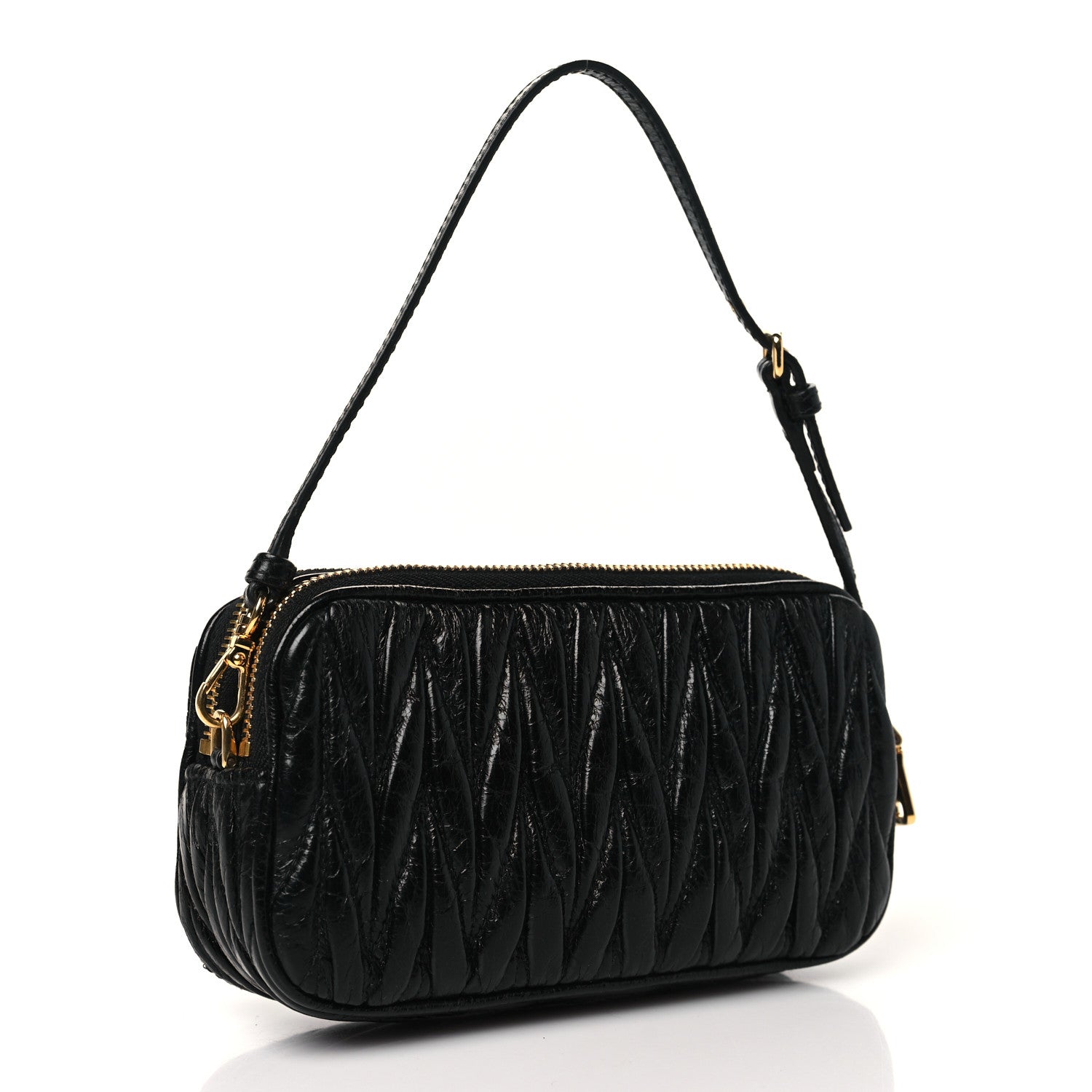 Miu Miu Vitello Lux Matelasse Double Zip Phone Holder Black 3 of 14