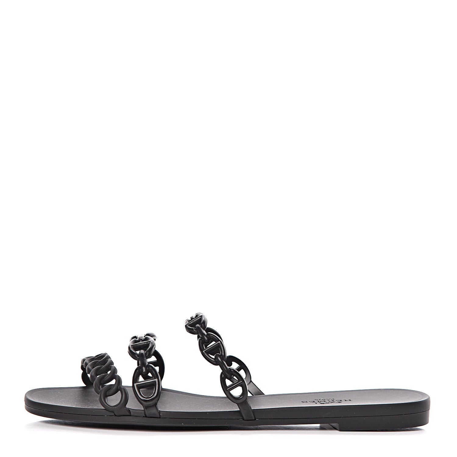 Hermes Rubber Chaine d'Ancre Rivage Sandals 36 Black 1 of 8