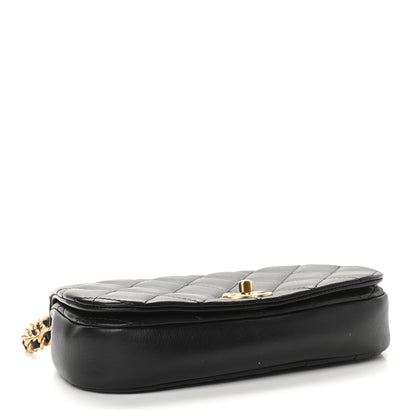 Chanel Calfskin Quilted Coco Mail Clutch With Chain Black 4 of 10