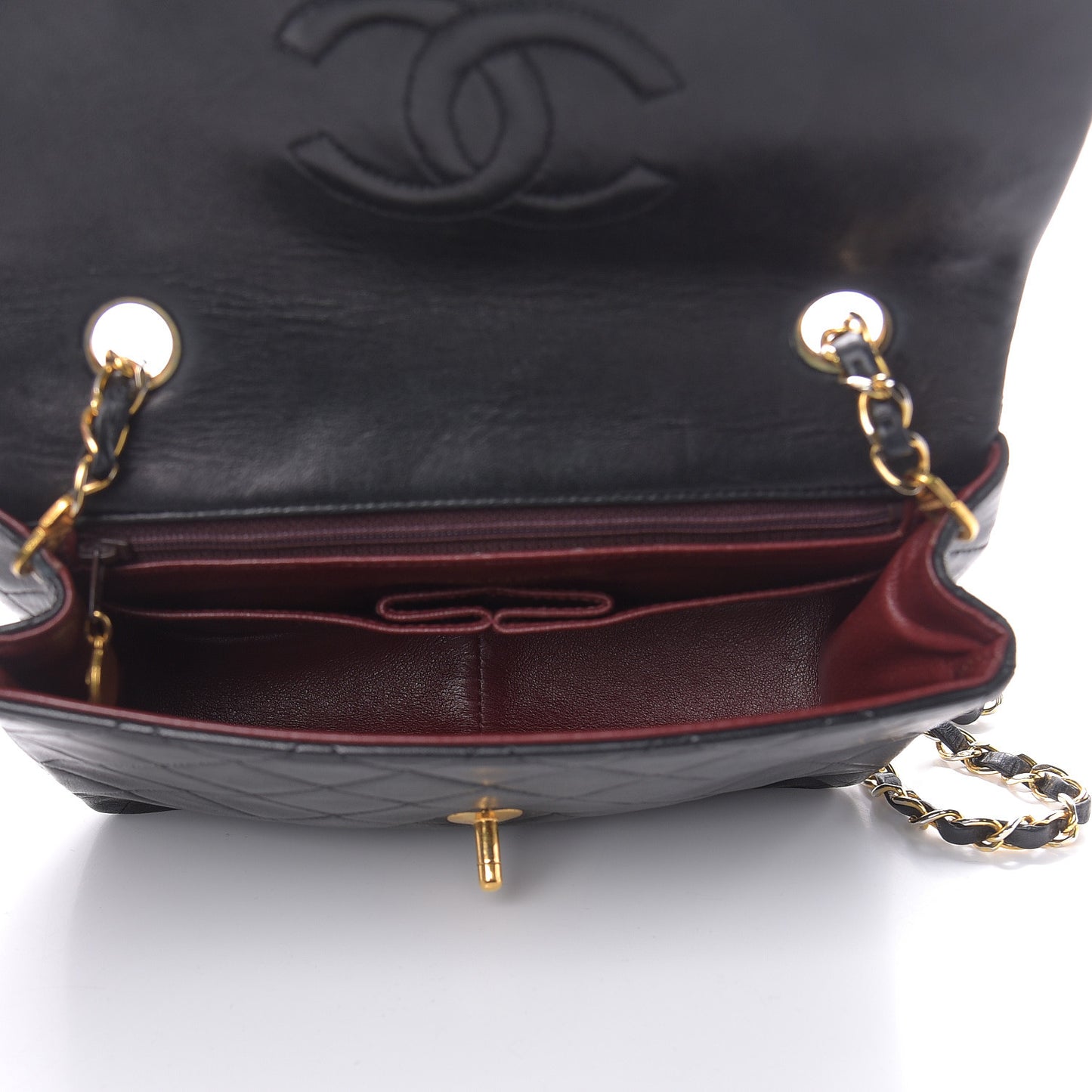 Lambskin Quilted Mini Square Flap Black