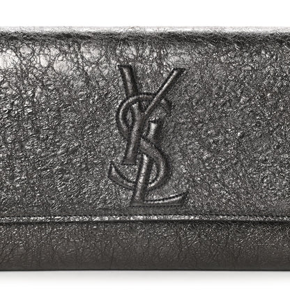 Saint Laurent Metallic Textured Calfskin Large Belle De Jour Clutch Dark Silver 6 of 12
