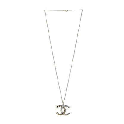 Chanel Baguette Crystal Quilted CC Pendant Necklace Gold 3 of 6