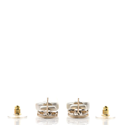 Chanel Pearl Resin Crystal CC No 5 Perfume Bottle Drop Earrings Gold Pearly White 3 of 4