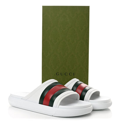 Gucci Rubber Web Mens Slide Sandals 12 White Green Red 10 of 10