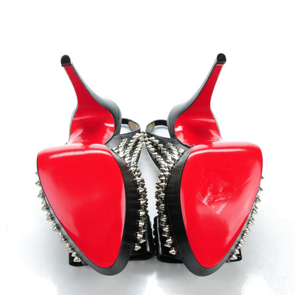 Christian Louboutin Clou Noeud Spikes 150 Platform Slingback Peep Toe Pumps 38.5 Black 5 of 7