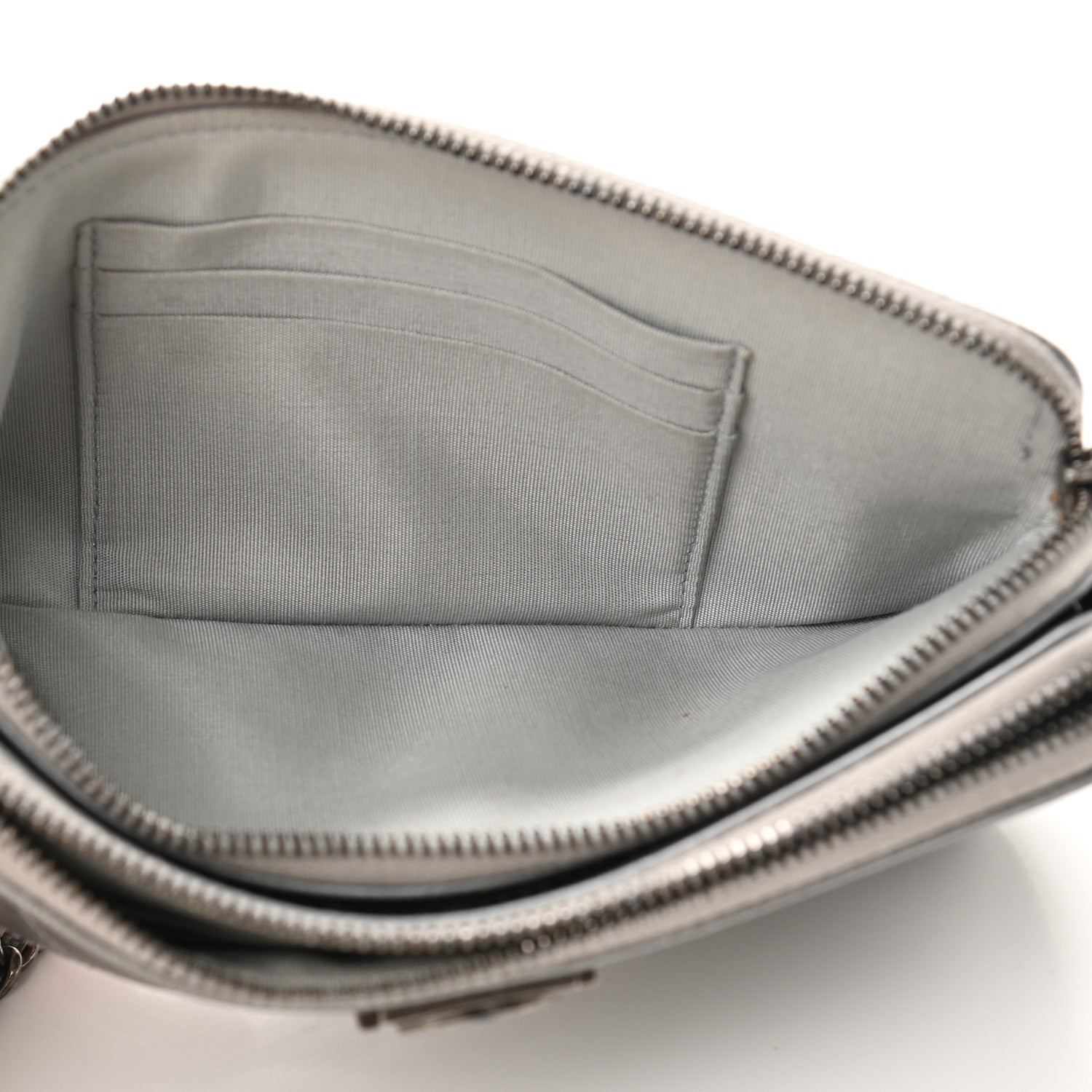 Chanel Metallic Caviar Quilted Small Boy Clutch With Chain Silver 6 of 14