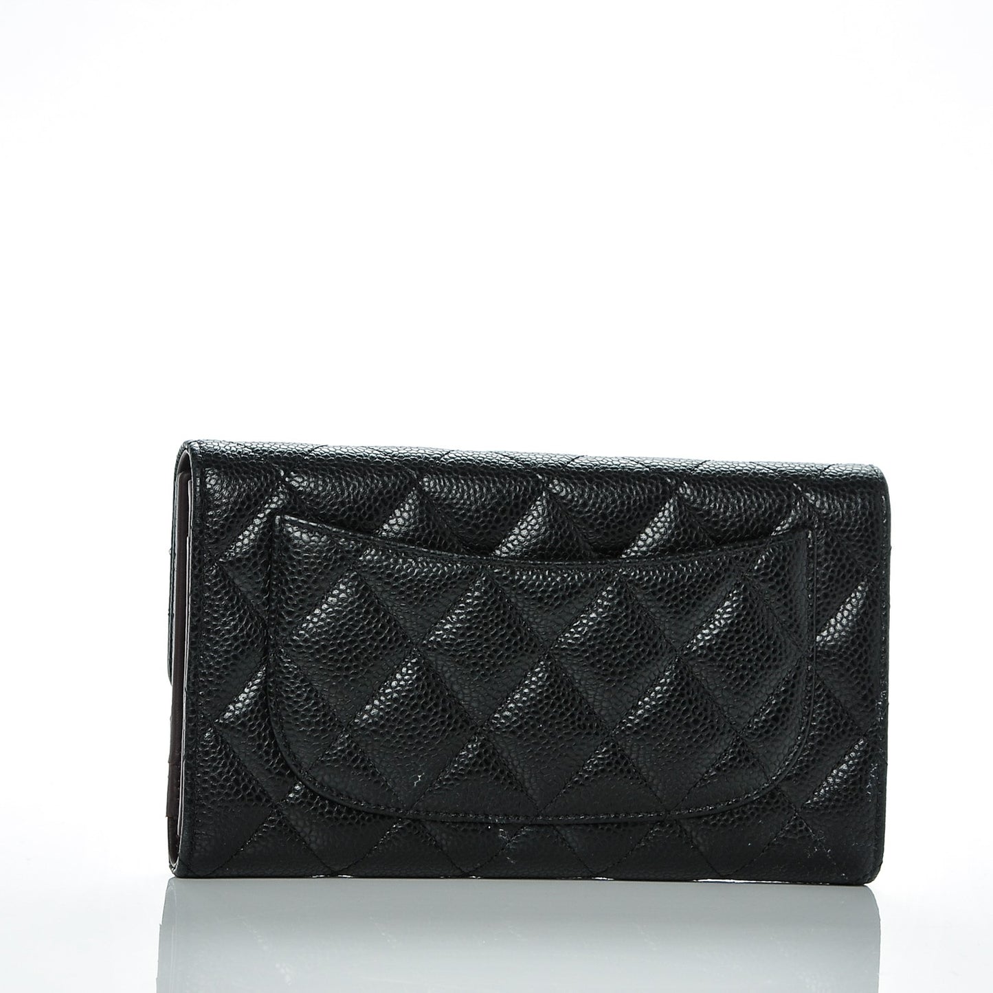 Caviar Quilted Large Flap Wallet Black