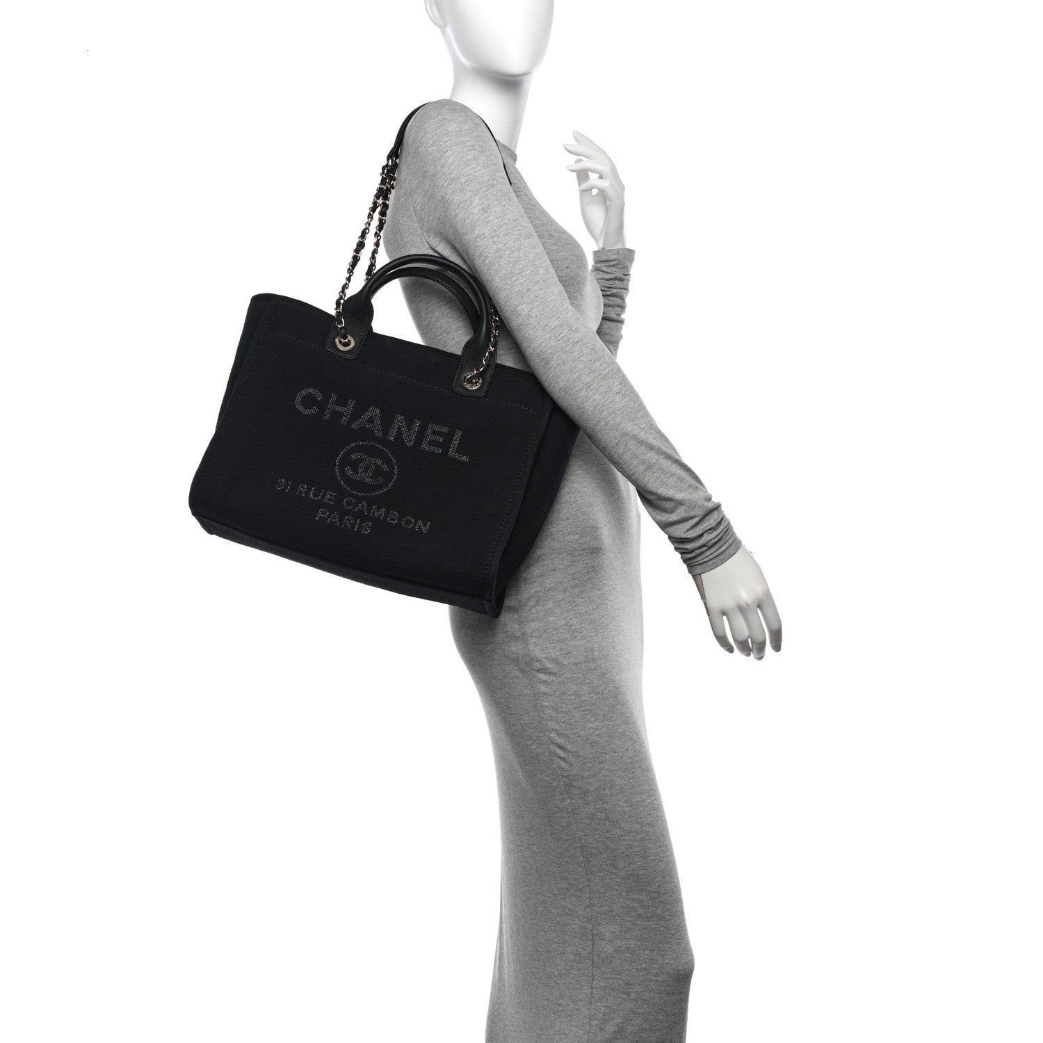 Chanel Mixed Fibers Small Deauville Tote Black 2 of 12