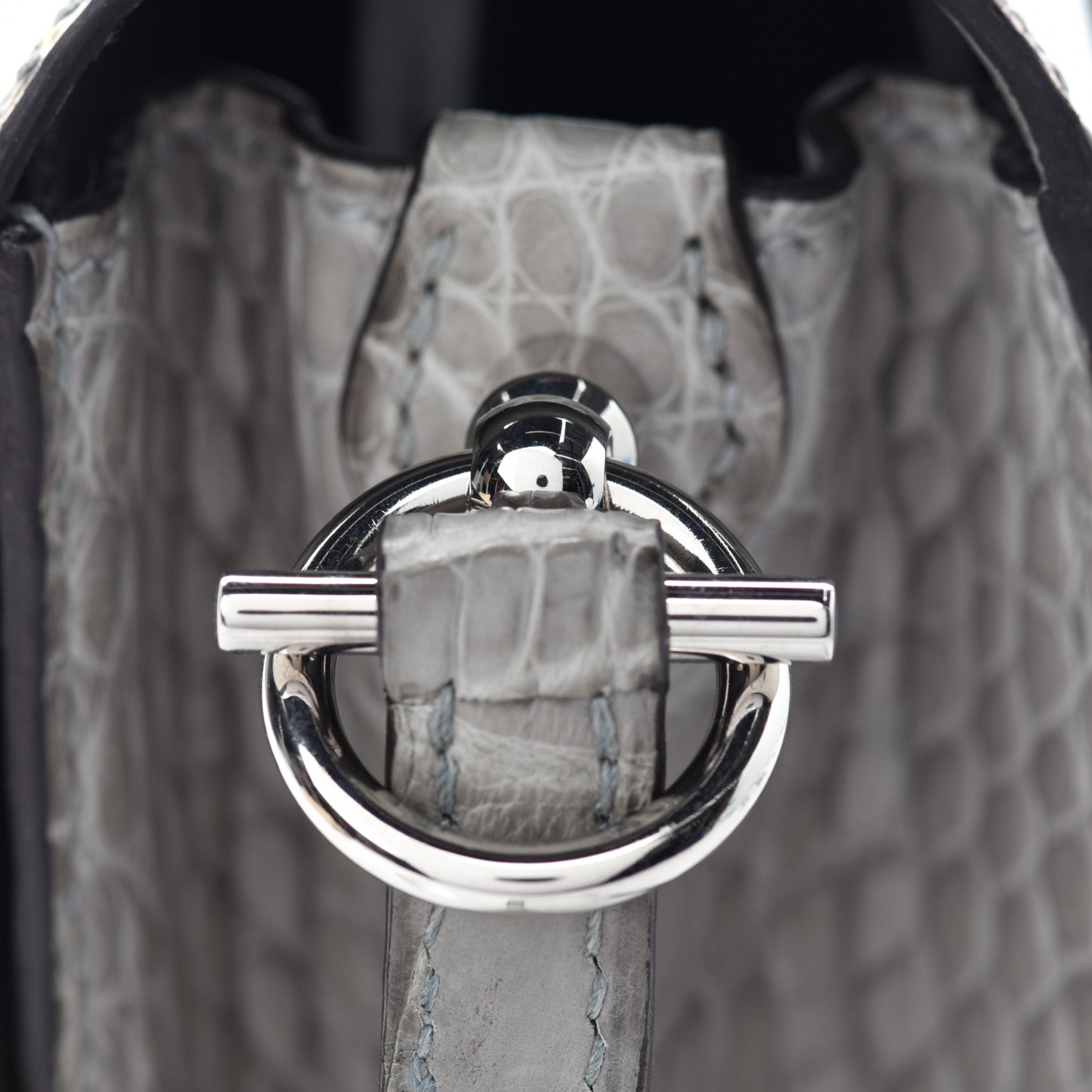 Hermes Matte Alligator Lizard Mini Sac Roulis Ombre Gris Perle 15 of 16