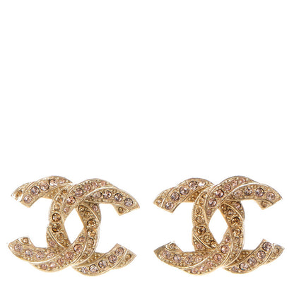Chanel Crystal Twisted CC Earrings Gold 1 of 5
