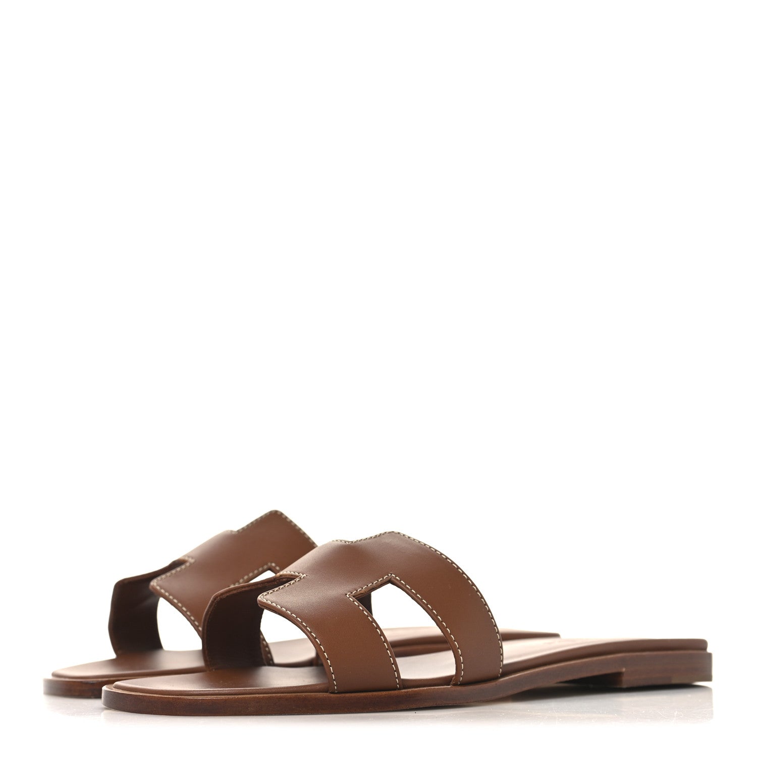 Hermes Box Calfskin Oran Sandals 37.5 Gold 4 of 9