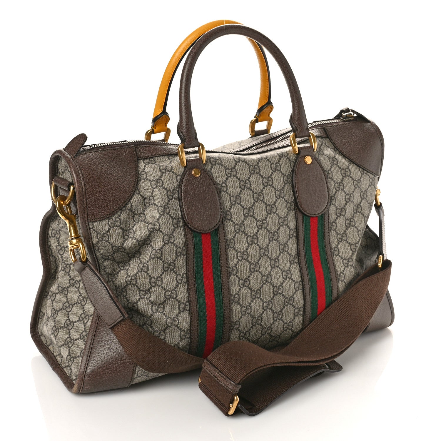 Gucci Soft GG Supreme Monogram Web Large Duffle Bag Beige New Acero Crop 3 of 13