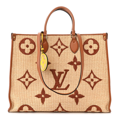 Louis Vuitton Raffia Calfskin Monogram Giant Onthego GM Tan 1 of 11