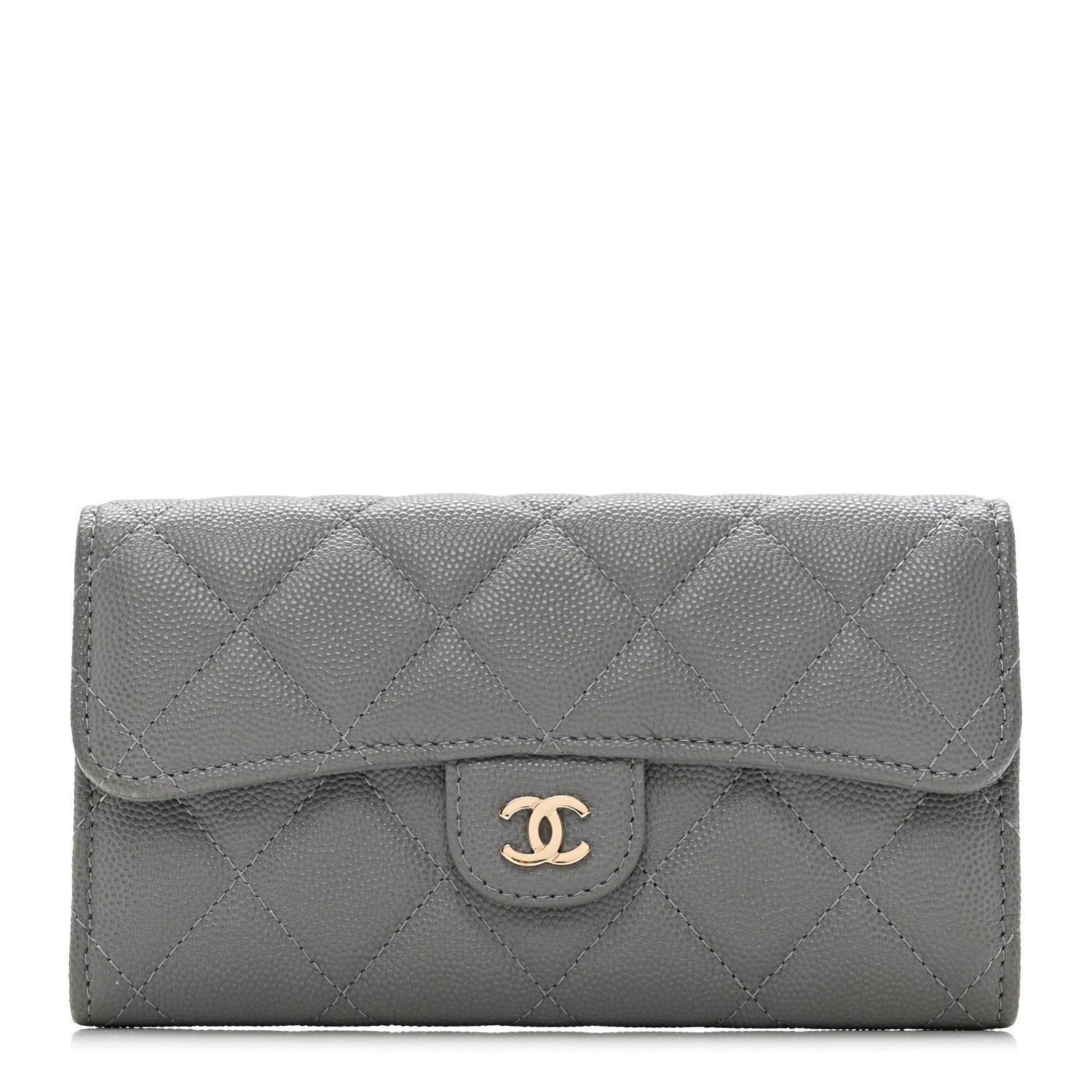 Chanel Caviar Quilted Small Flap Gusset Wallet Grey 1 of 8