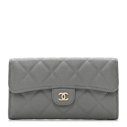 Chanel Caviar Quilted Small Flap Gusset Wallet Grey 1 of 8