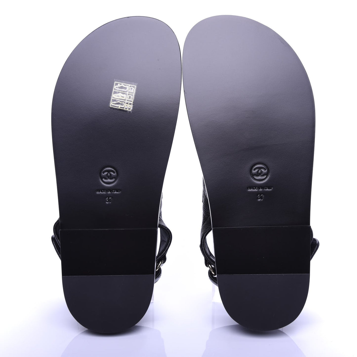 Grained Calfskin Velcro Dad Sandals 37 Black