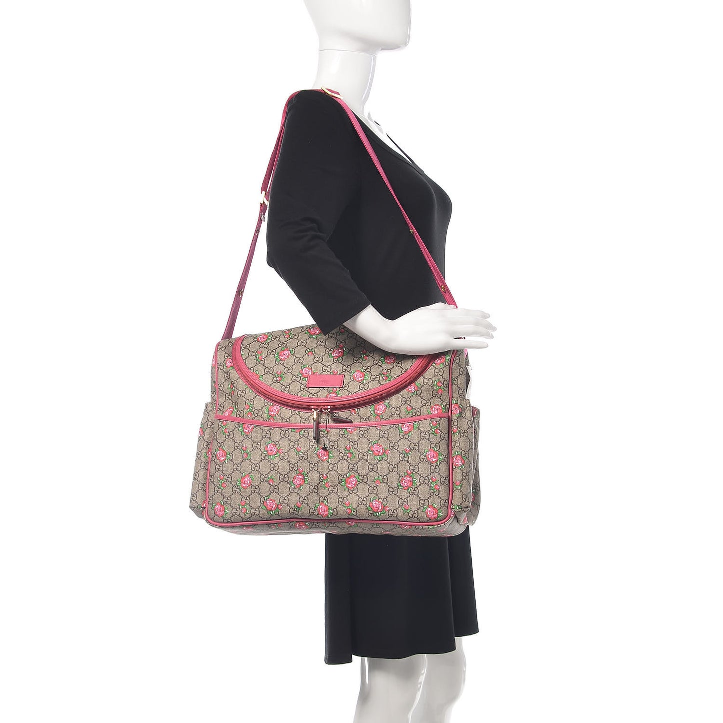 GG Supreme Monogram Rose Bud Diaper Bag Pink