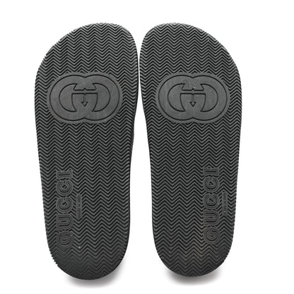 Gucci Rubber Web Womens Interlocking G Slide Sandals 40 Black Green Red 6 of 8