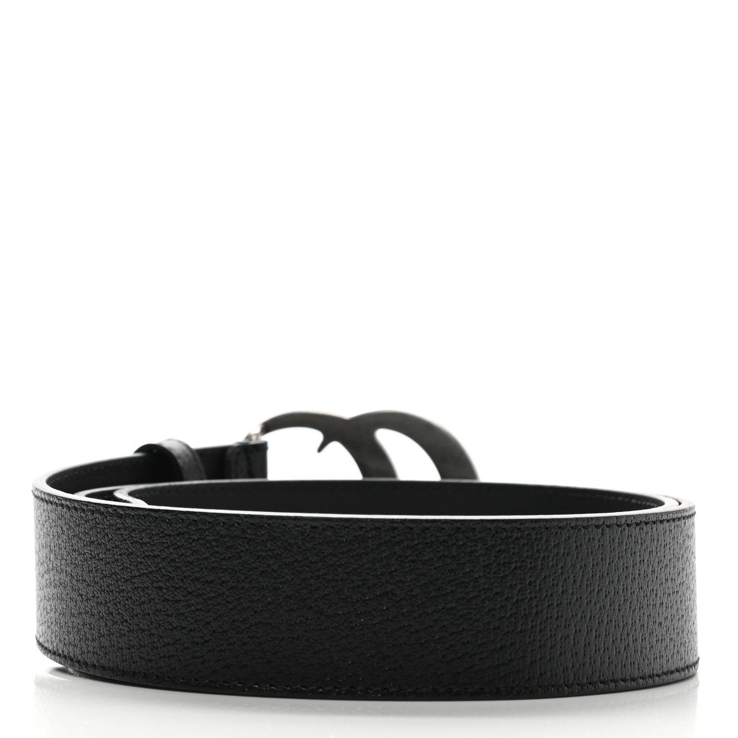 Gucci Textured Dollar Calfskin Nickel Double G 40mm Belt 95 38 Black 2 of 5