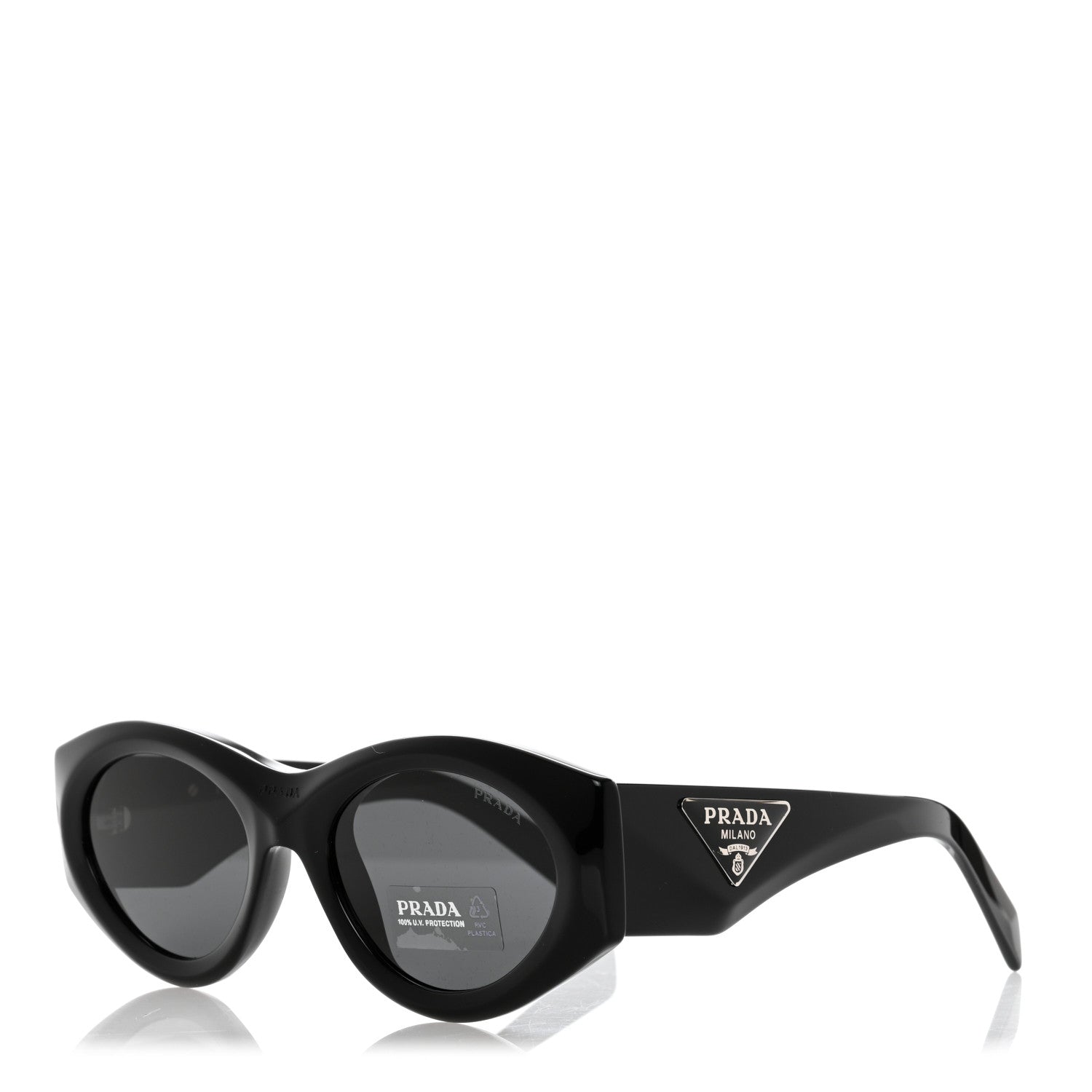 Prada Acetate Oval Symbole Sunglasses SPR 20Z Black 1 of 8
