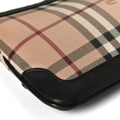 Burberry Haymarket Check Small Peyton Crossbody Clutch Bag Chocolate 10 of 12