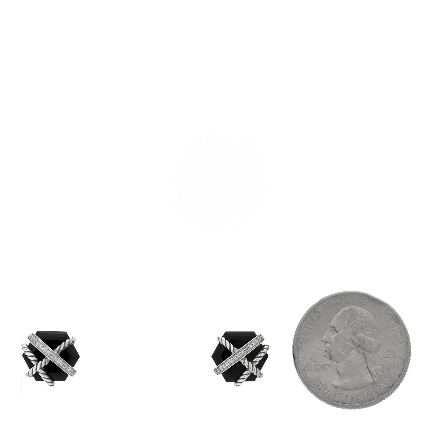 Sterling Silver Diamond Black Onyx 11mm Cable Wrap Earrings