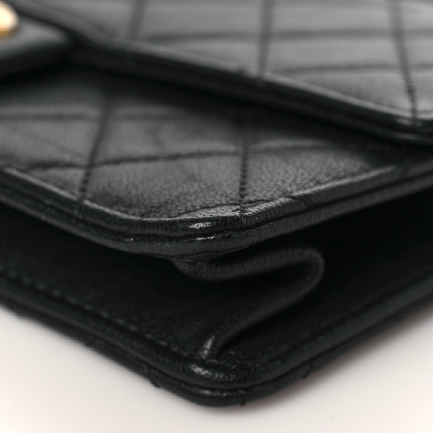 Lambskin Quilted Large Pearl Chain Flap Bag Black