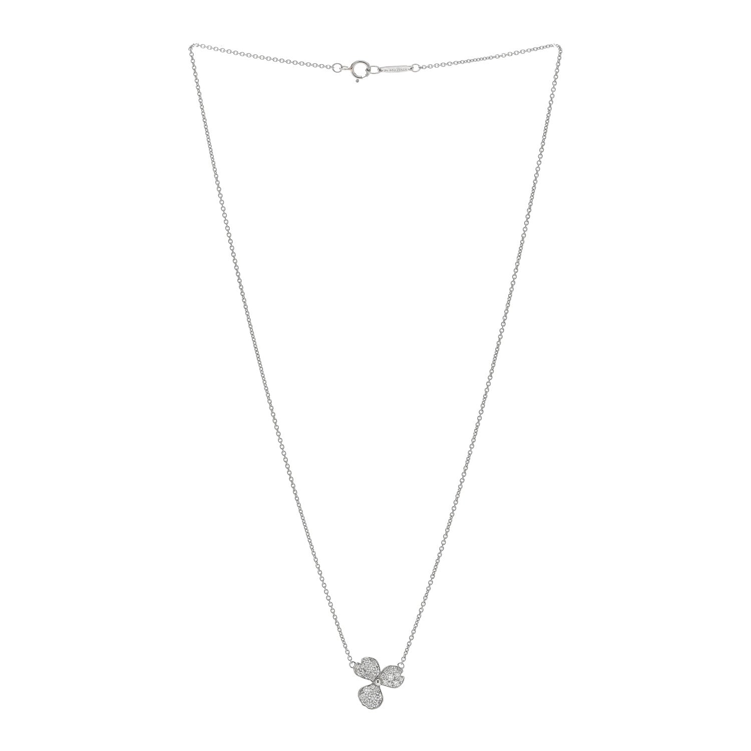 Tiffany Platinum Diamond Paper Flowers Pave Pendant Necklace 3 of 5