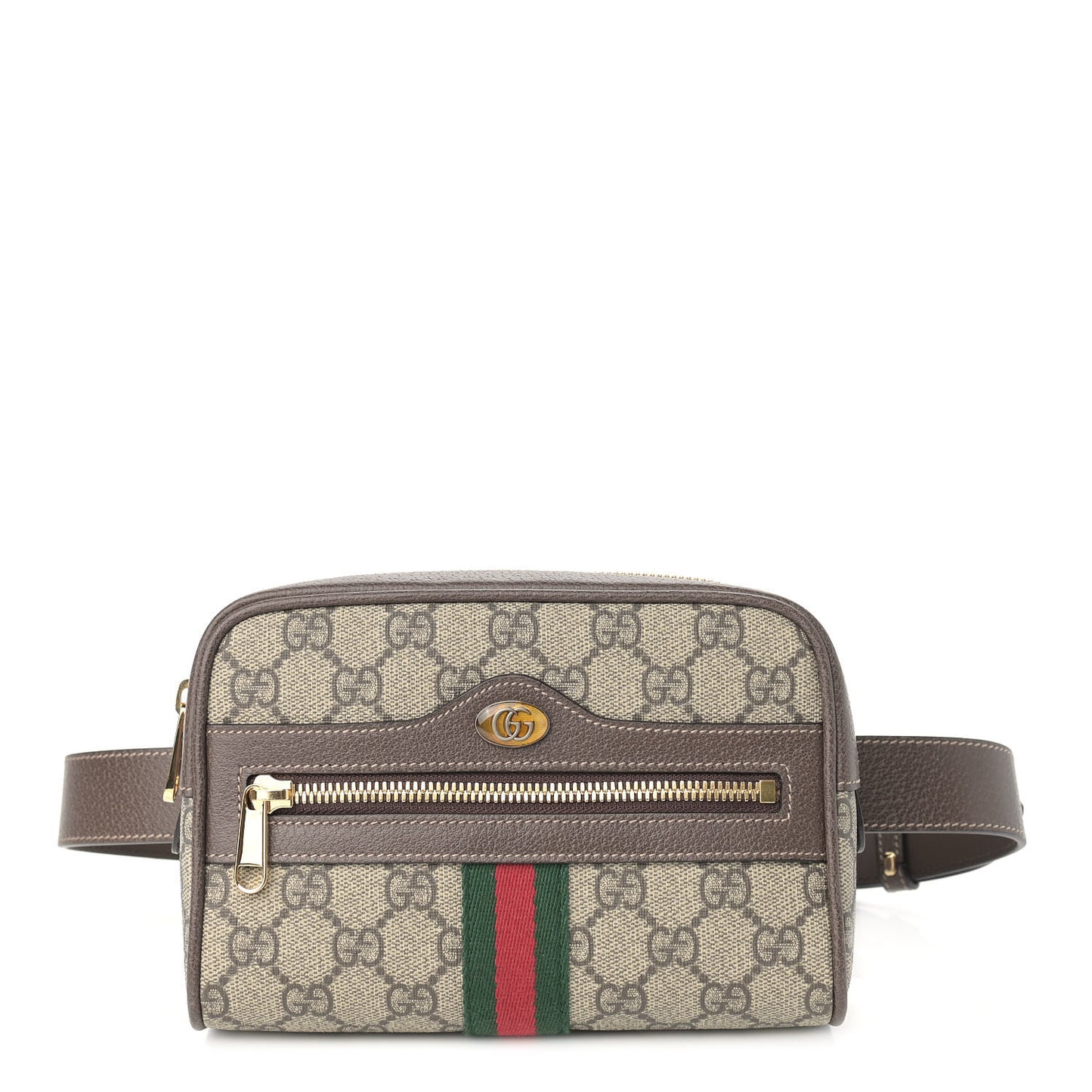 GG Supreme Monogram Web Small Ophidia Belt Bag 75 30 Dark Brown
