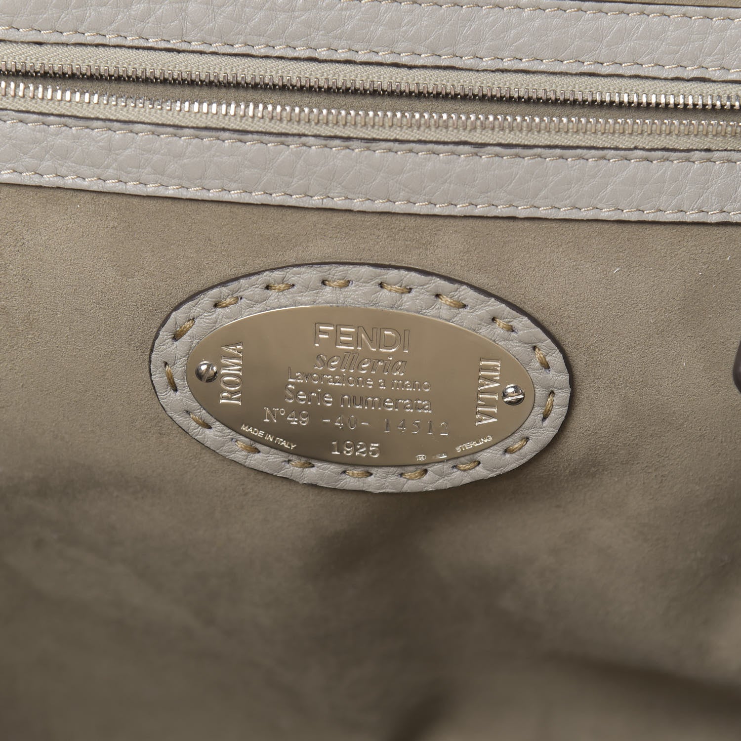 Fendi Cuoio Romano Selleria Adele 1328 Bag Grigio 6 of 15