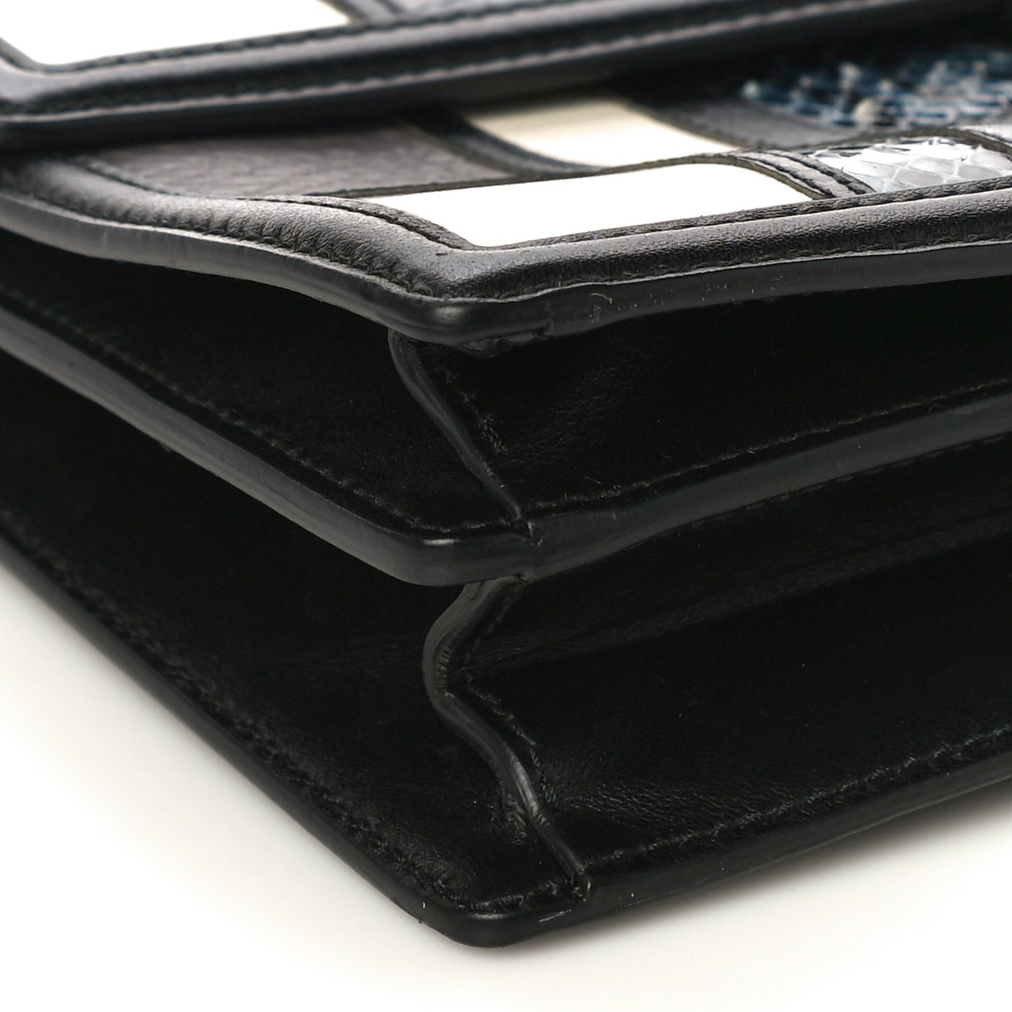 Pebbled Calfskin Watersnake Patchwork Aileen Bag Grey Blue Black