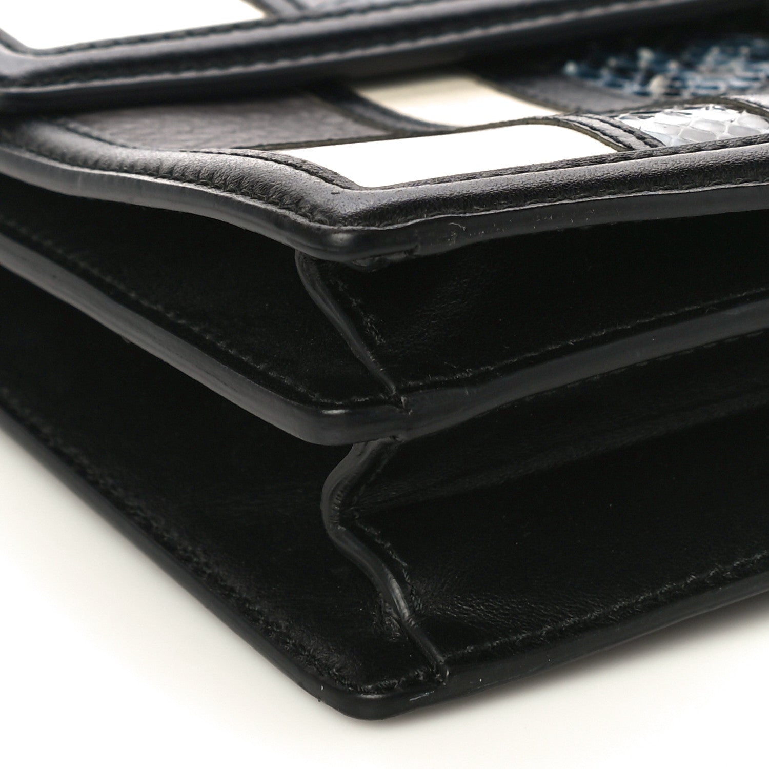 Salvatore Ferragamo Pebbled Calfskin Watersnake Patchwork Aileen Bag Grey Blue Black 5 of 9