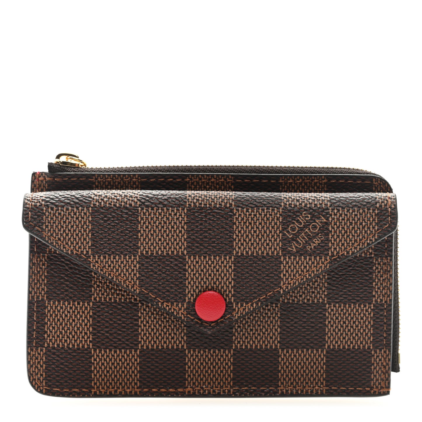 Damier Ebene Recto Verso Card Holder Red