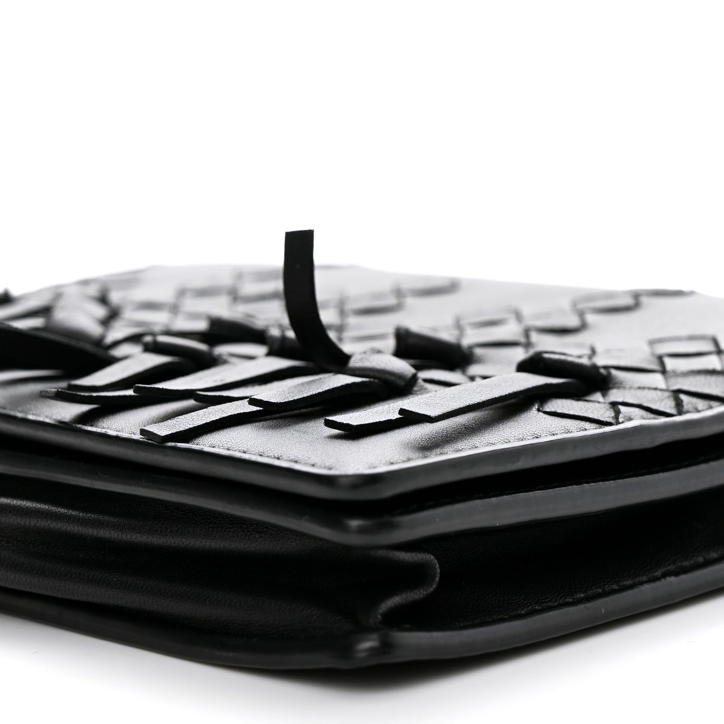 Nappa Intrecciato Fringe Chain Wallet Black