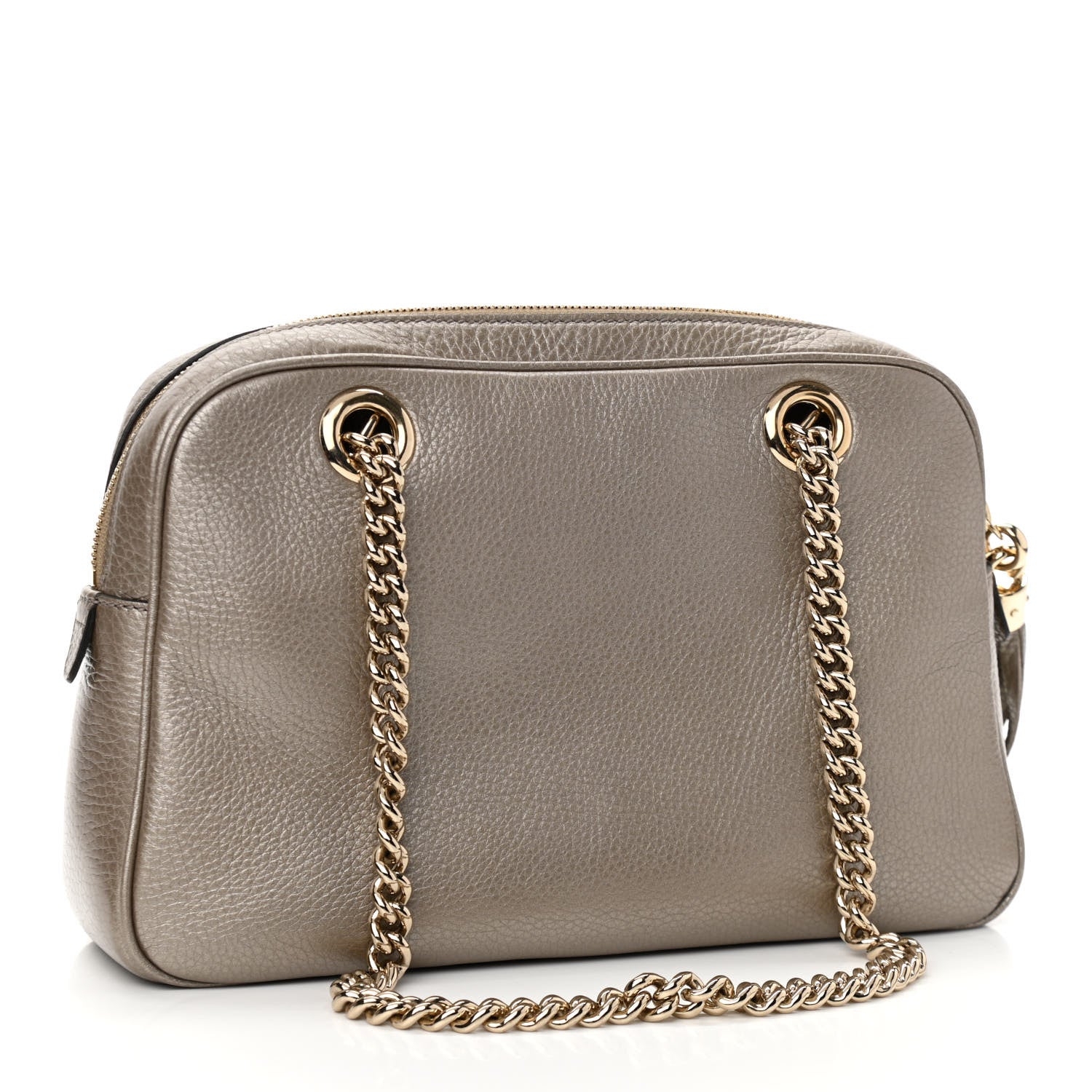 Gucci Metallic Pebbled Calfskin Small Soho Bowler Golden Beige 3 of 10