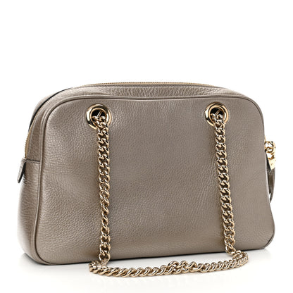 Gucci Metallic Pebbled Calfskin Small Soho Bowler Golden Beige 3 of 10