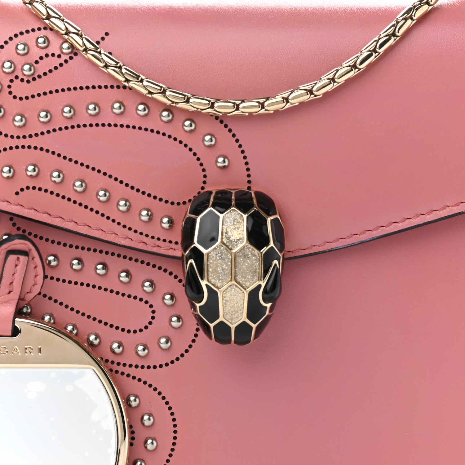 Bulgari Nappa Embellished Serpenti Forever Crossbody Pink 9 of 11