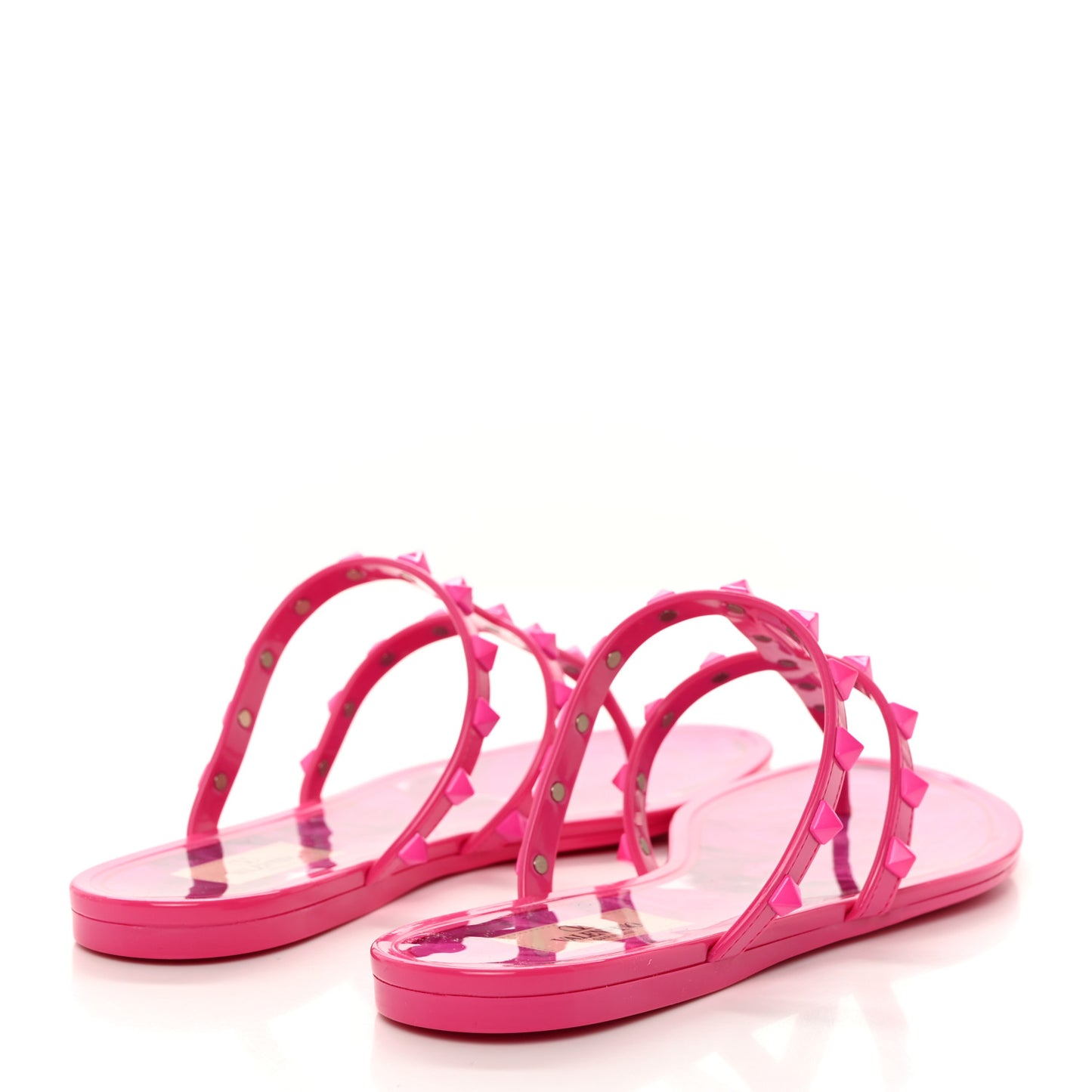PVC Jelly Rockstud Caged Flat Thong Sandals 39 Pink PP
