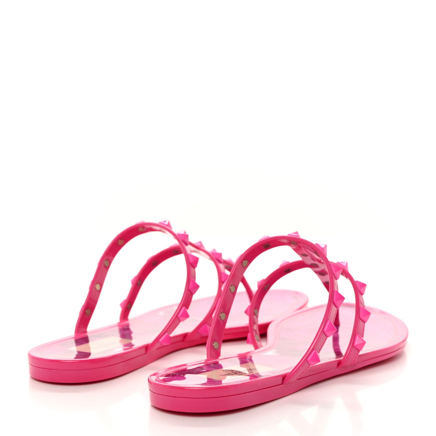 Valentino Garavani PVC Jelly Rockstud Caged Flat Thong Sandals 39 Pink PP 5 of 8