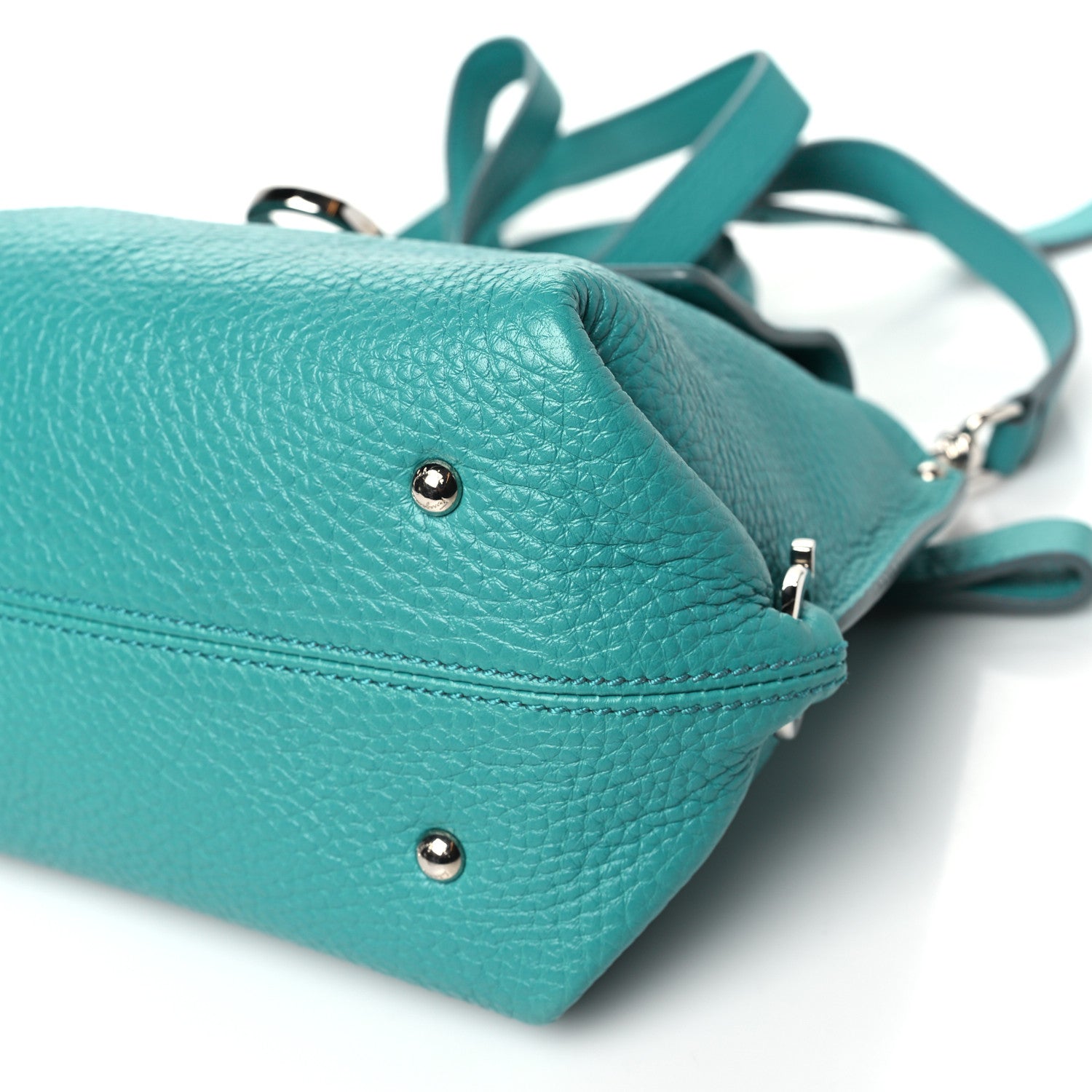 Salvatore Ferragamo Grained Calfskin Sofia Satchel Teal 10 of 10