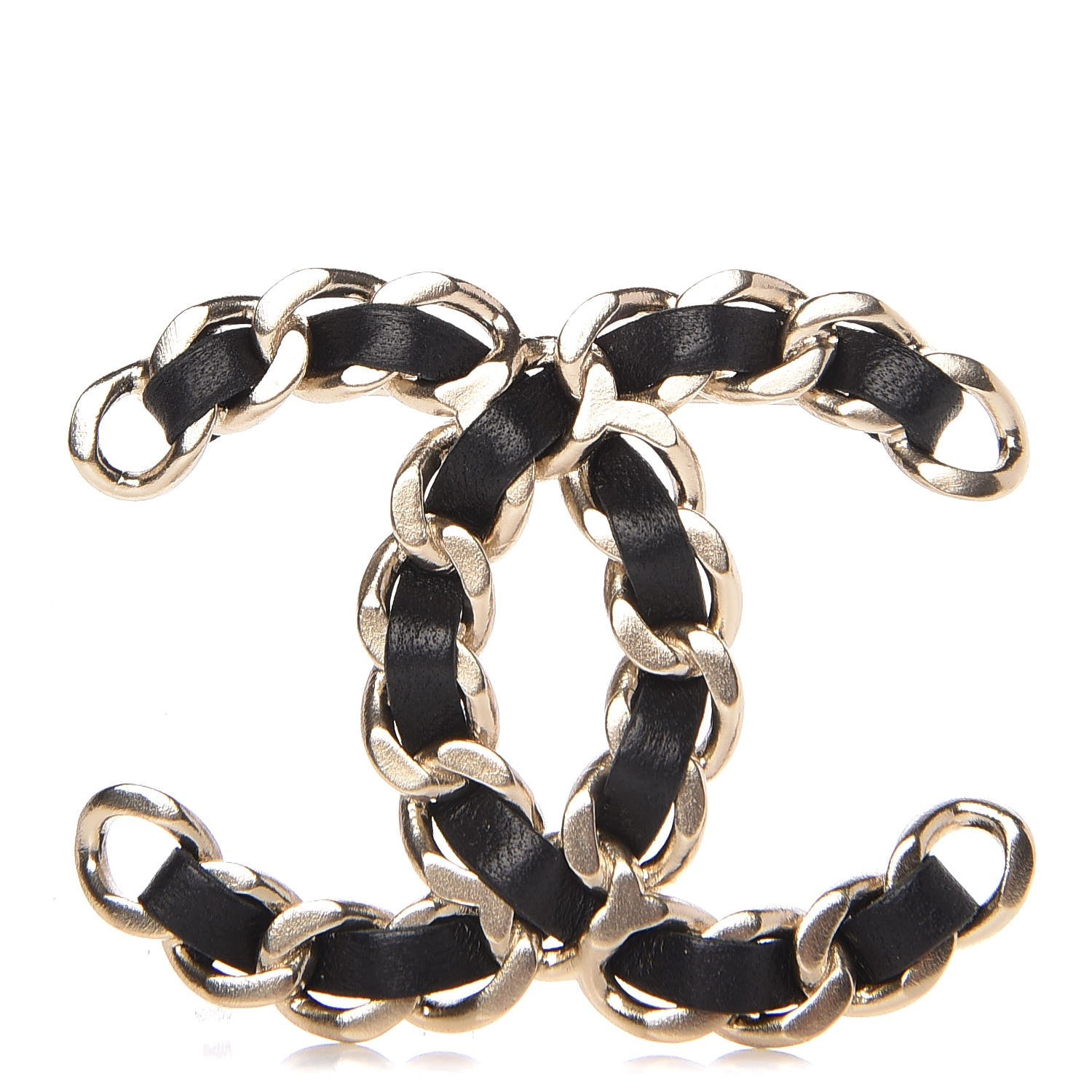 Chanel Lambskin Chain CC Brooch Black Gold 1 of 3